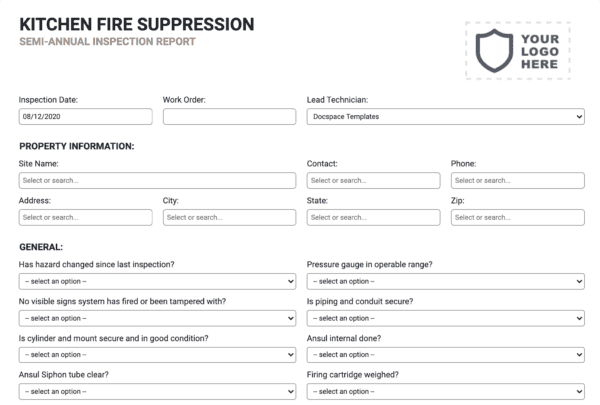 Kitchen Suppression System Inspection Form - Joyfill