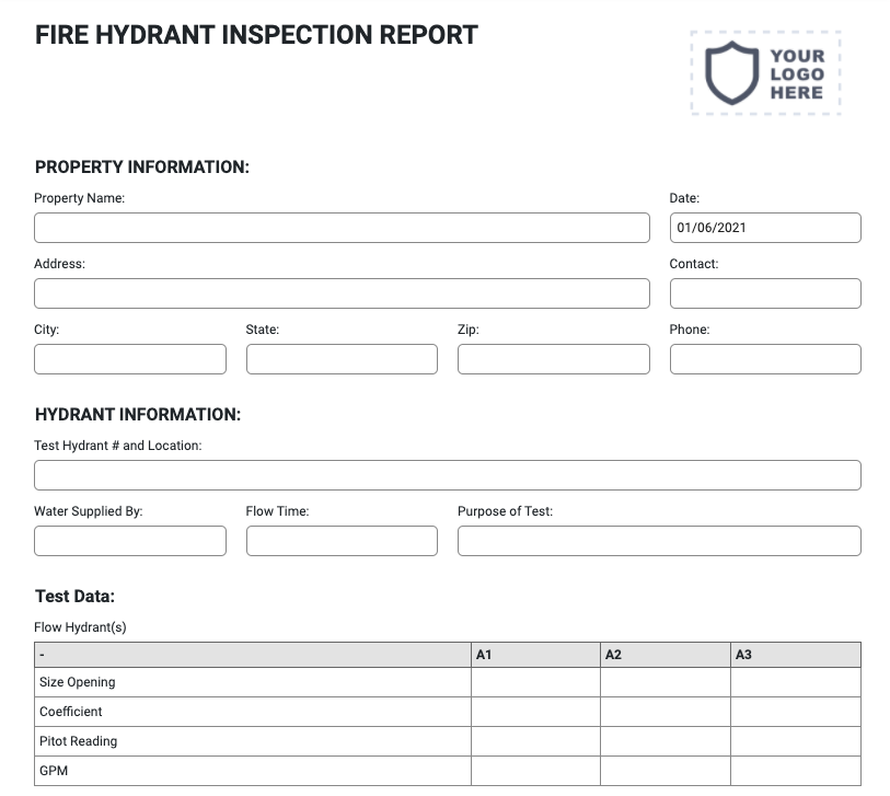 Printable Fire Hydrant Flow Test Form