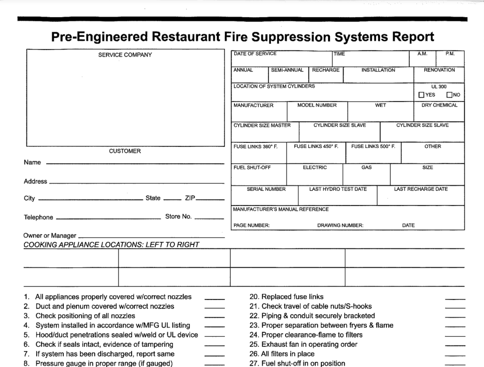 Pre-Engineered Restaurant Fire Suppression System Report mobile tablet PDF