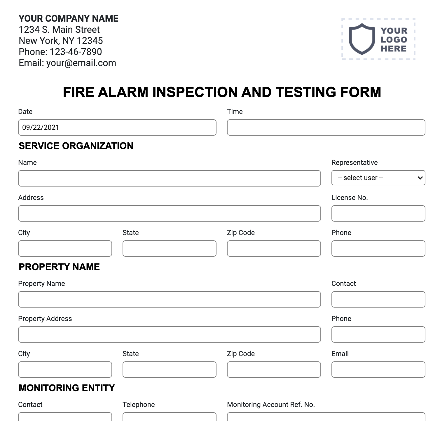 fire alarm inspection and testing form