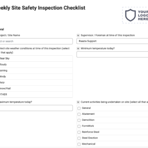 Weekly Site Safety Inspection Checklist