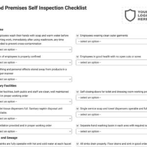 Food Premises Self Inspection Checklist