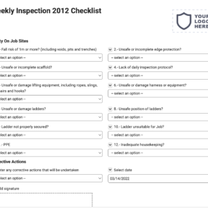 Weekly Inspection 2012 Checklist