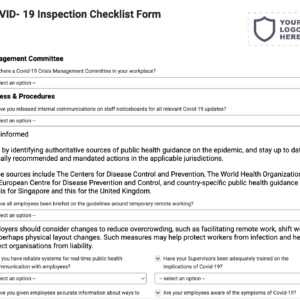 COVID-19 Inspection Checklist