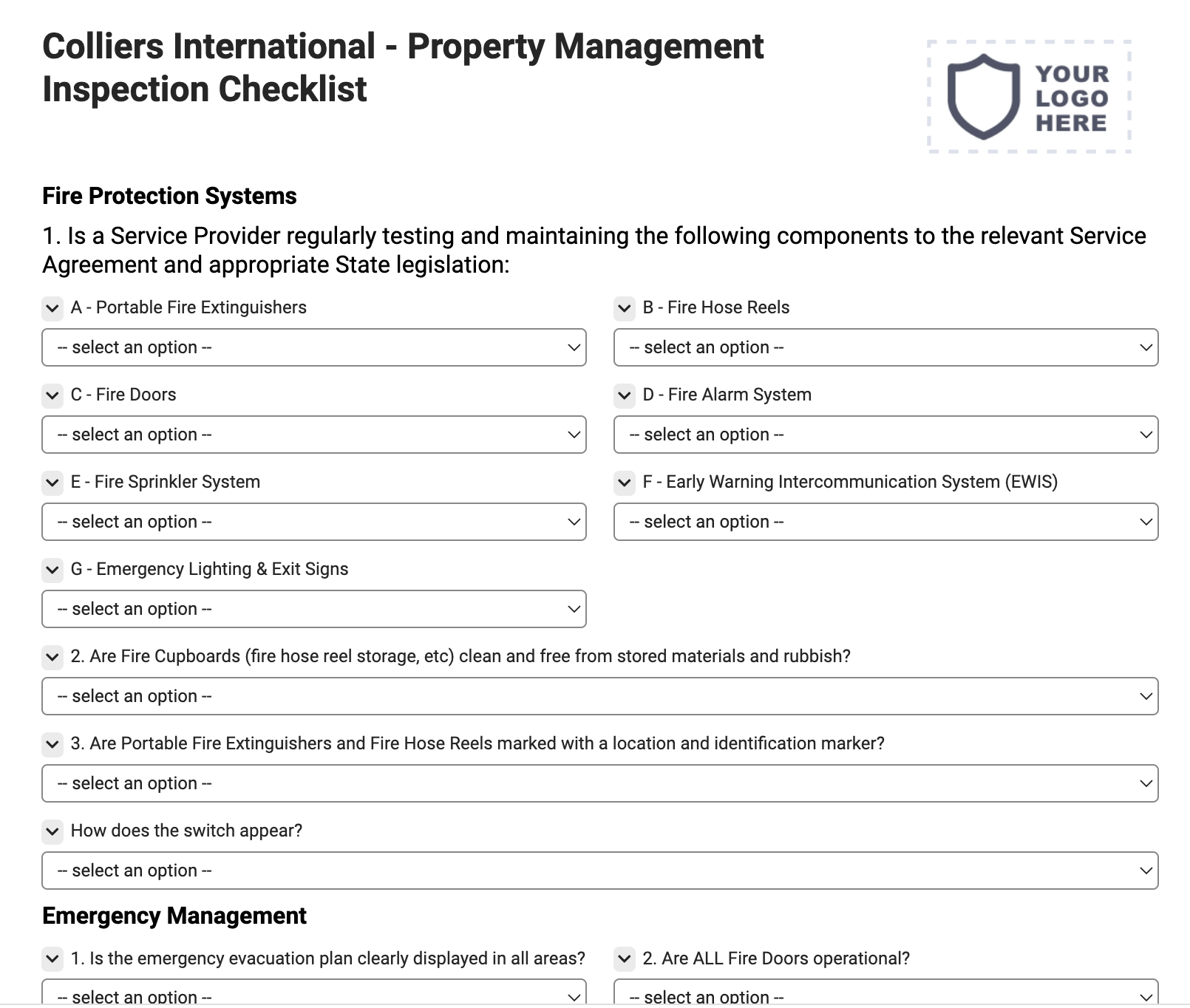 Colliers International - Property Management Inspection Checklist