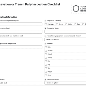 Excavation or Trench Daily Inspection Checklist
