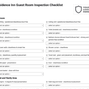 Residence Inn Guest Room Inspection Checklist