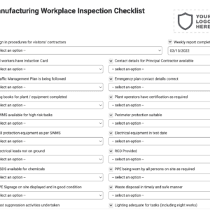 Manufacturing Workplace Inspection Checklist