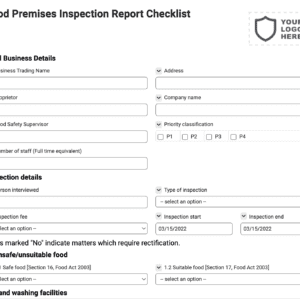 Food Premises Inspection Report Checklist