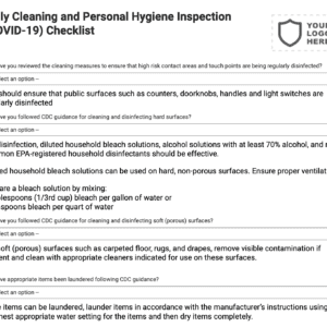 Daily Cleaning and Personal Hygiene Inspection (COVID-19) Checklist