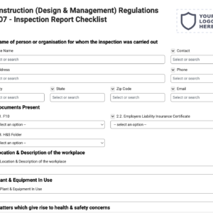 Construction (Design & Management) Regulations 2007 - Inspection Report Checklist