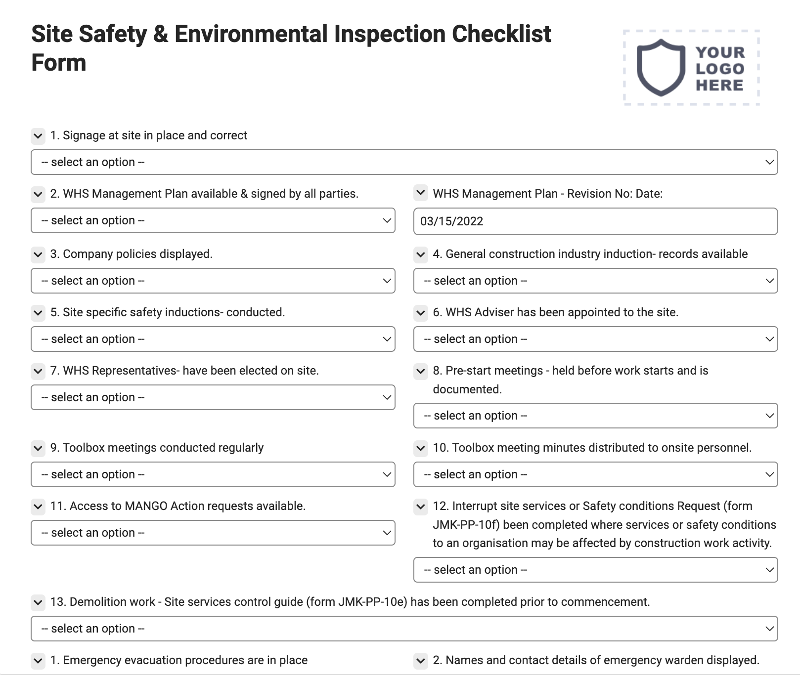 Site Safety & Environmental Inspection Checklist