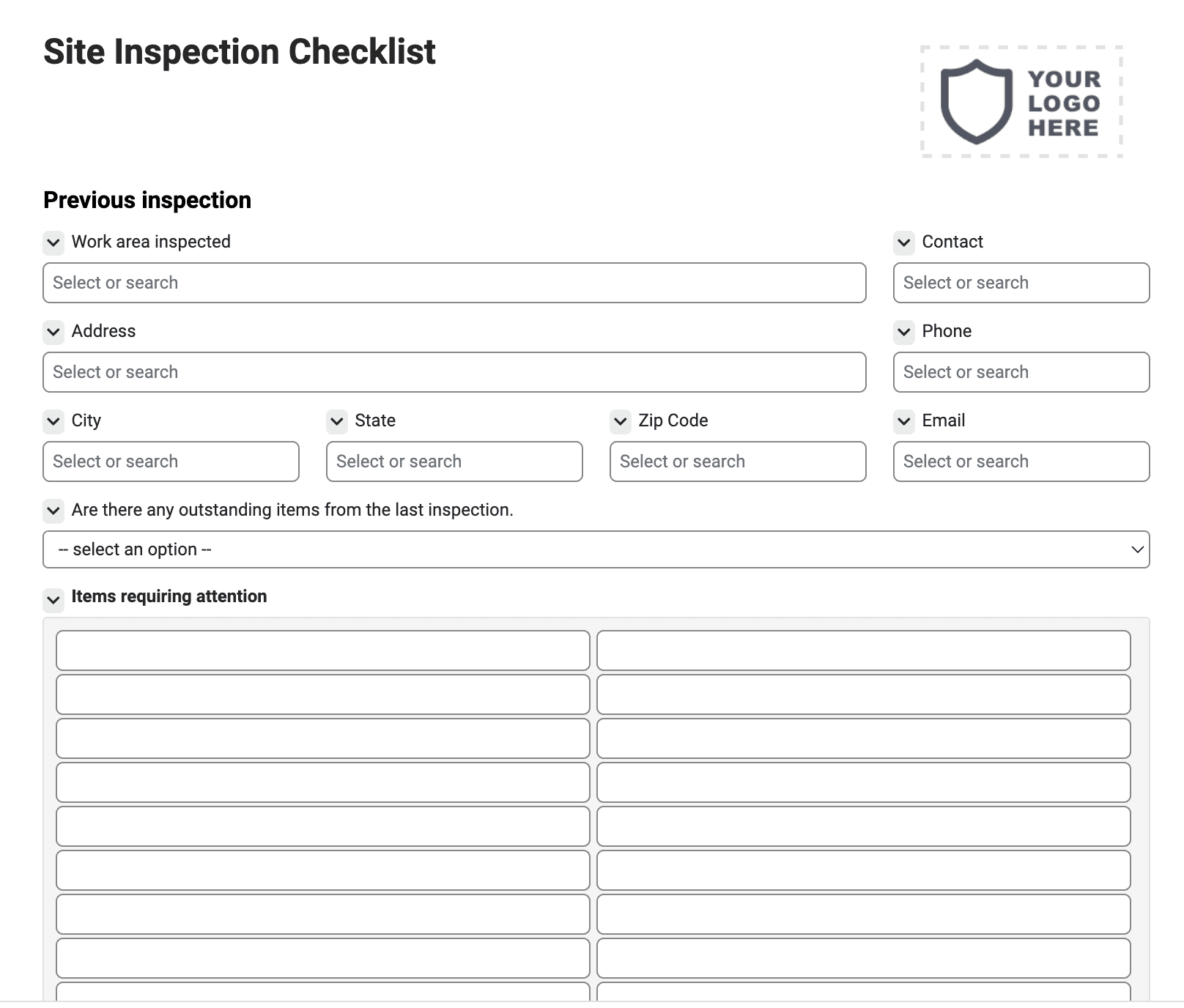 Site Inspection Checklist
