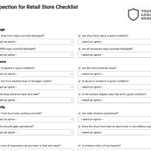 Inspection for Retail Store Checklist