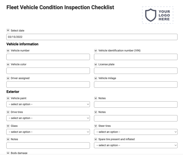 Fleet Vehicle Condition Inspection Checklist