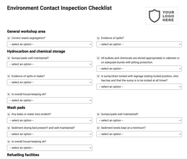 Environment Contact Inspection Checklist