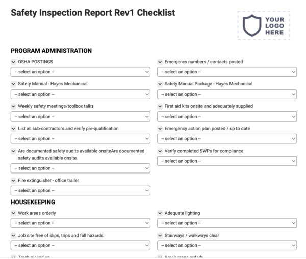 Safety Inspection Report Rev1 Checklist