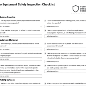 New Equipment Safety Inspection Checklist