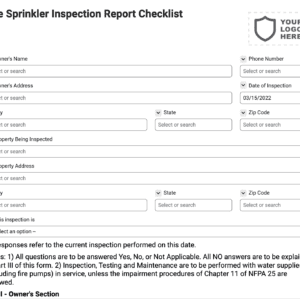 Fire Sprinkler Inspection Report Checklist
