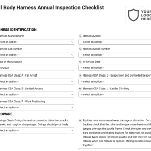 Full Body Harness Annual Inspection Checklist