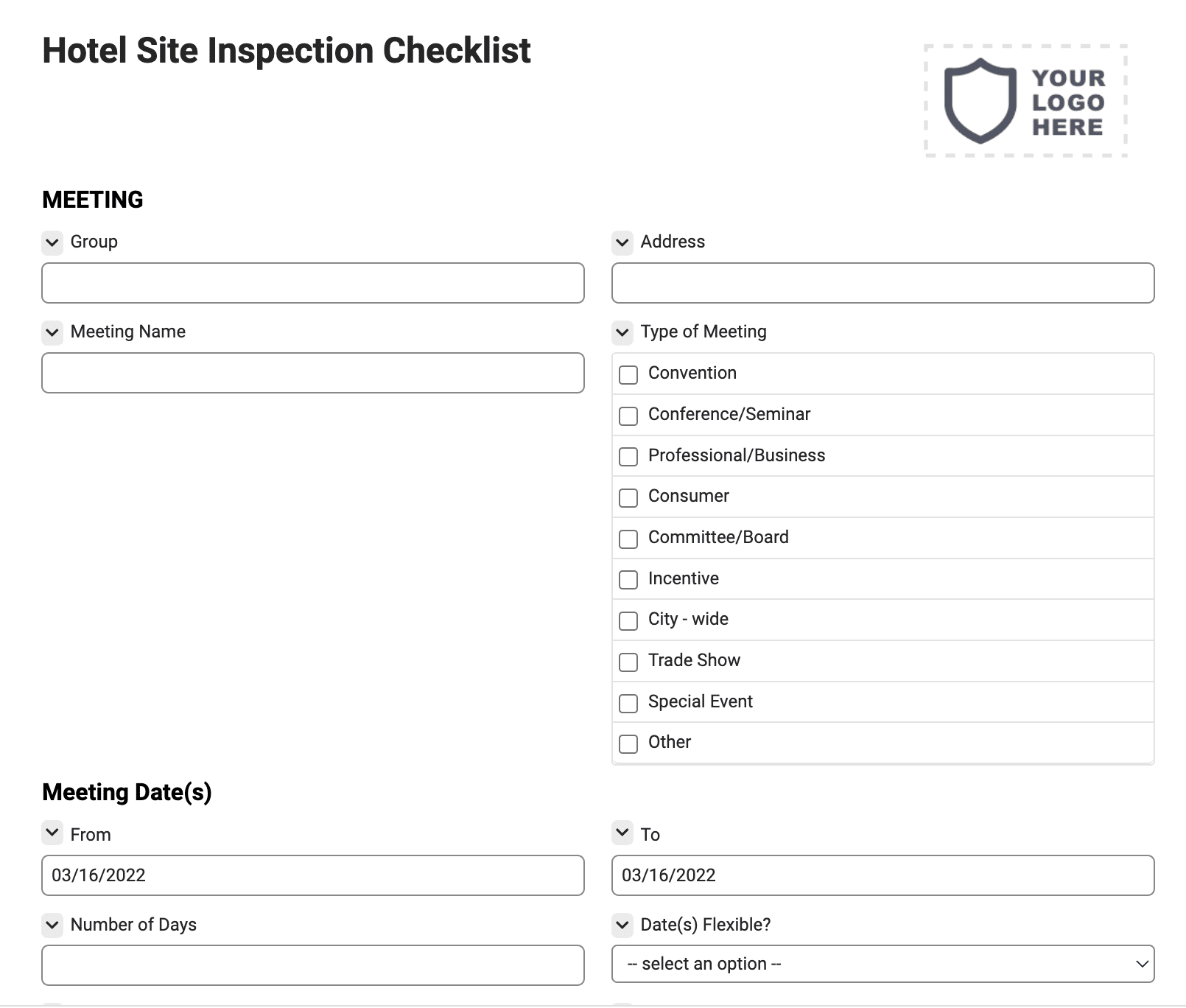 Hotel Site Inspection Checklist