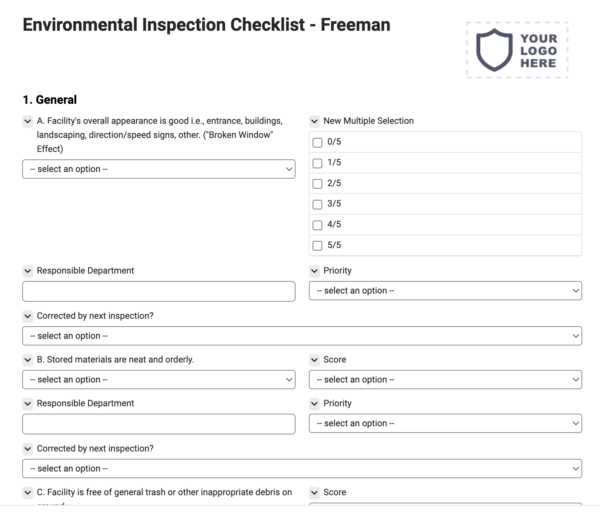 Environmental Inspection Checklist - Freeman