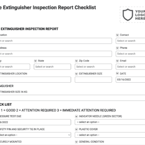 Fire Extinguisher Inspection Report Checklist