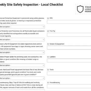 Weekly Site Safety Inspection - Local Checklist