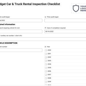 Budget Car & Truck Rental Inspection Checklist