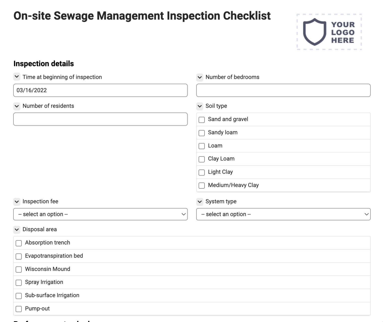 On-site Sewage Management Inspection Checklist - Joyfill