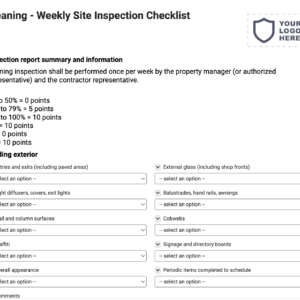 Cleaning - Weekly Site Inspection Checklist