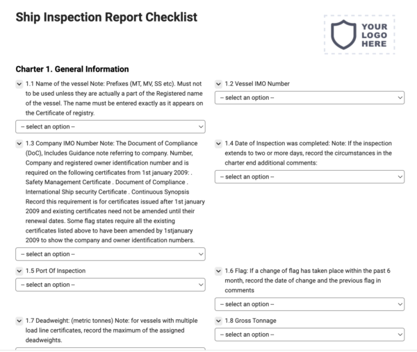 Ship Inspection Report Checklist