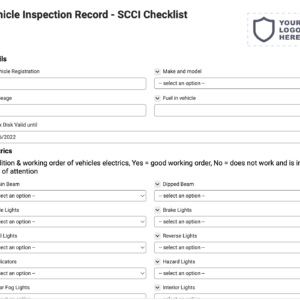 Vehicle Inspection Record - SCCI Checklist