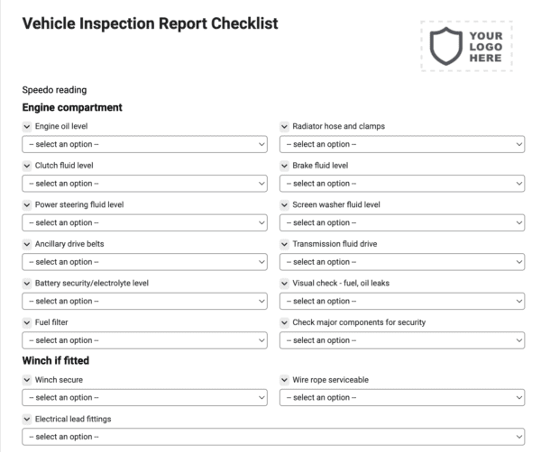 Vehicle Inspection Report Checklist
