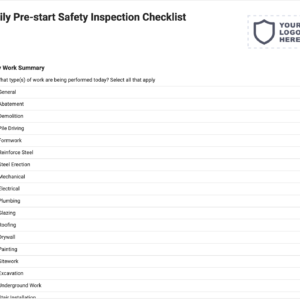 Daily Pre-start Safety Inspection Checklist