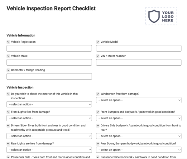 Vehicle Inspection Report Checklist