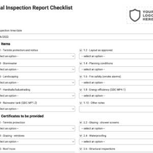 Final Inspection Report Checklist