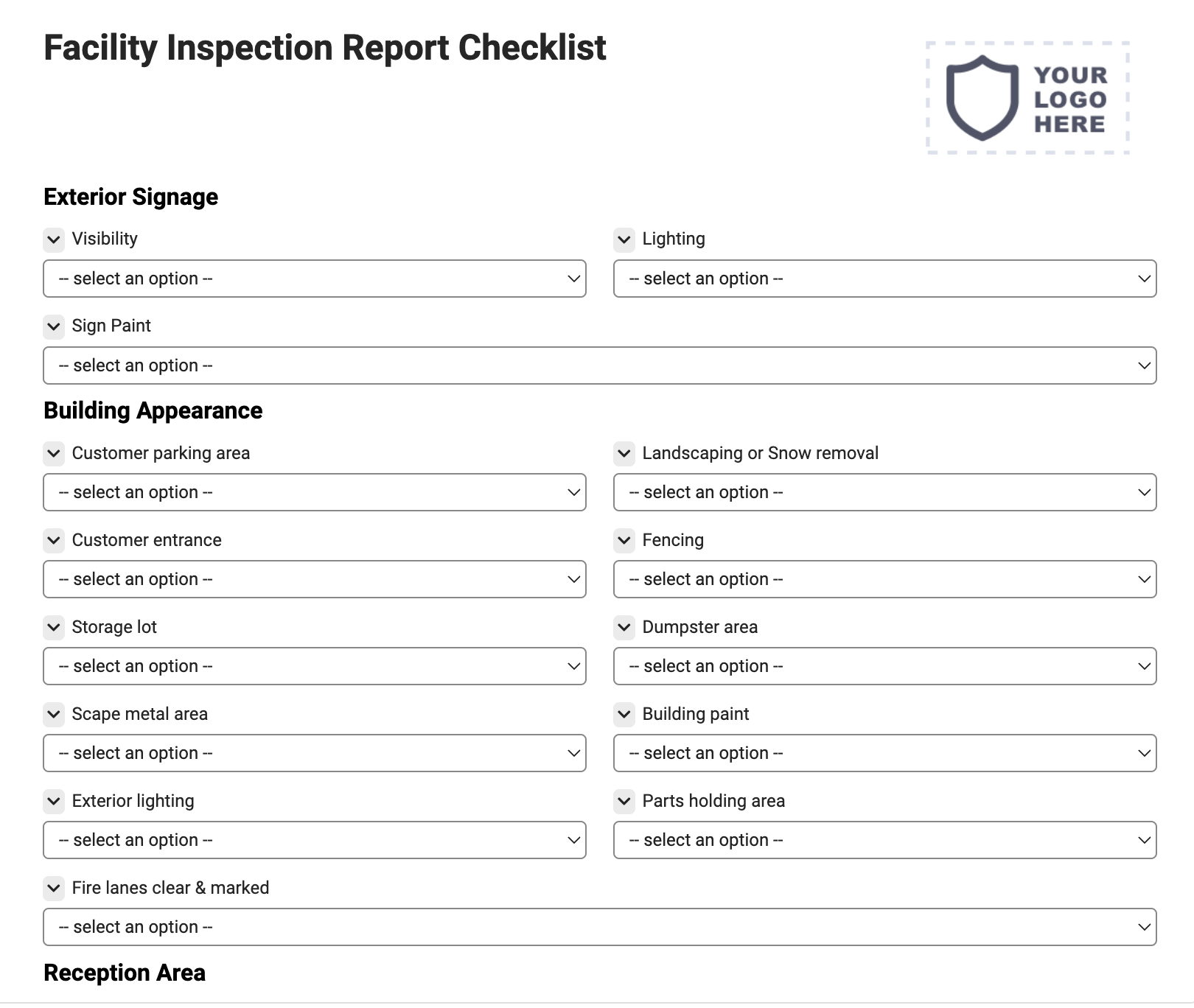 Facility Inspection Report Checklist