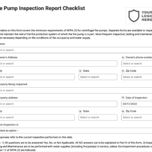 Fire Pump Inspection Report Checklist