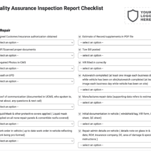 Quality Assurance Inspection Report Checklist