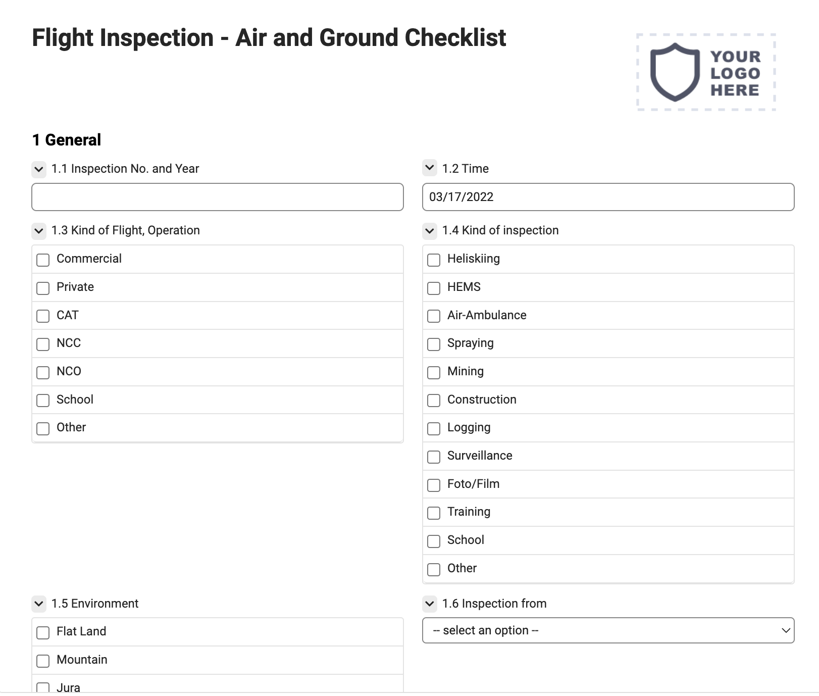 Flight Inspection - Air and Ground Checklist