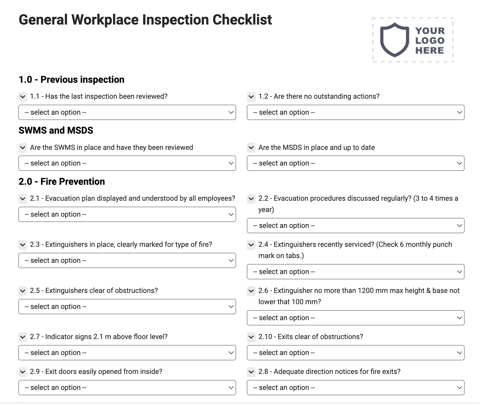 General Workplace Inspection Checklist