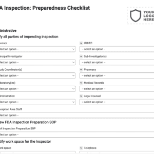 FDA Inspection: Preparedness Checklist