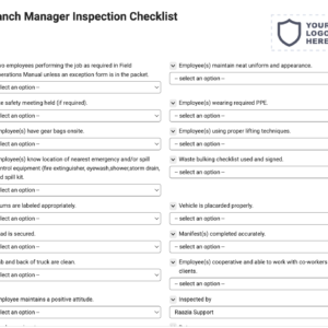 Branch Manager Inspection Checklist
