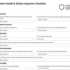 Kitchen Health & Safety Inspection Checklist