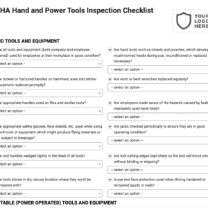 OSHA Hand and Power Tools Inspection Checklist