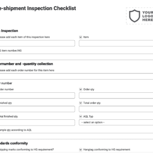 Pre-shipment Inspection Checklist