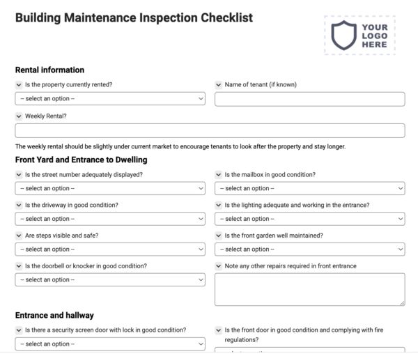 Building Maintenance Inspection Checklist