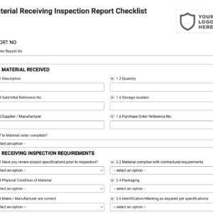 Material Receiving Inspection Report Checklist