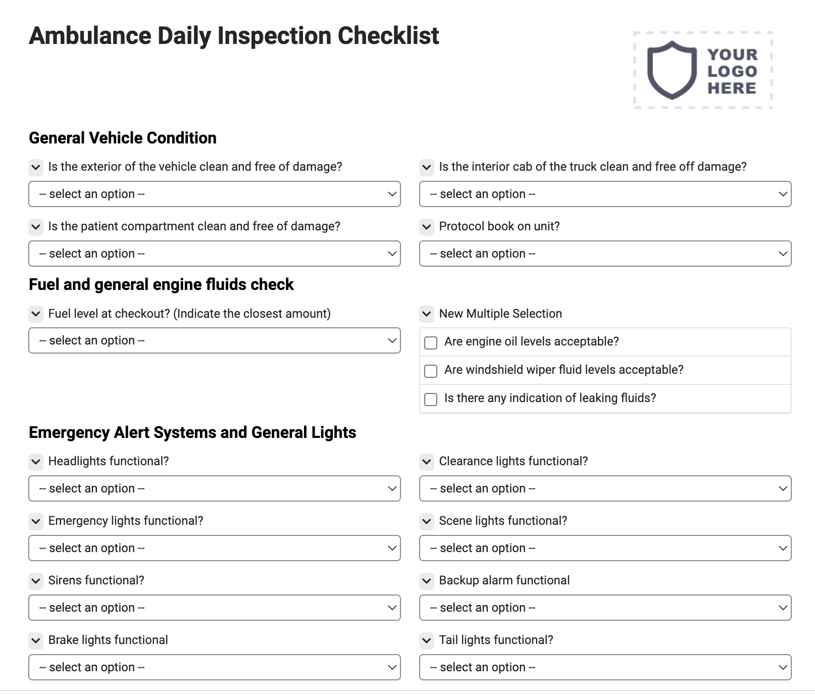 Ambulance Daily Inspection Checklist